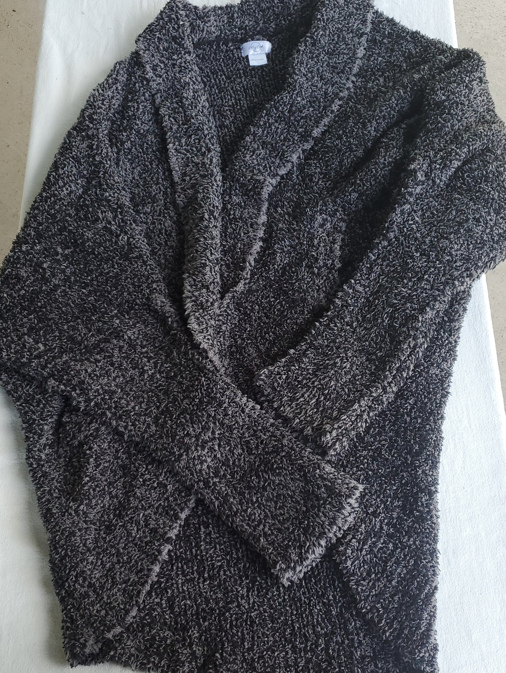 Plush Open-Front Cardigan Sweater - Charcoal Gray